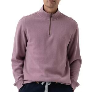 Rodd & Gunn Pink Men's Alton Ave Quarter-Zip Sweatshirt Size Medium